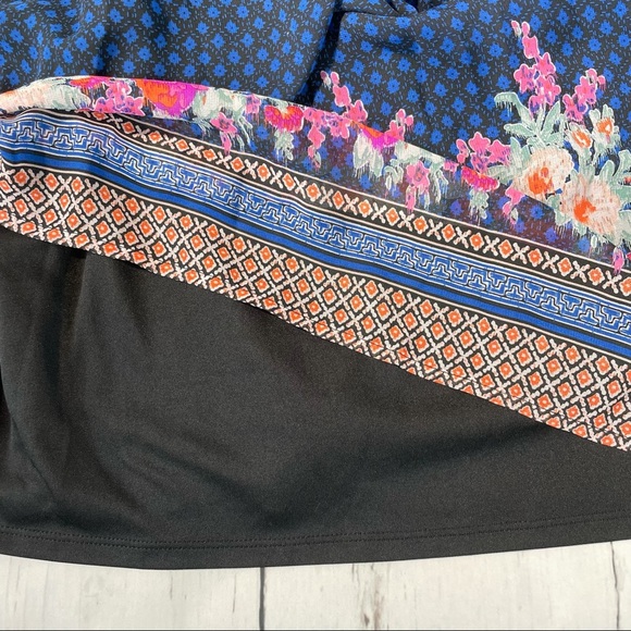 Mudd Long Sleeve Floral Blue and Black Dress. - Picture 7 of 12